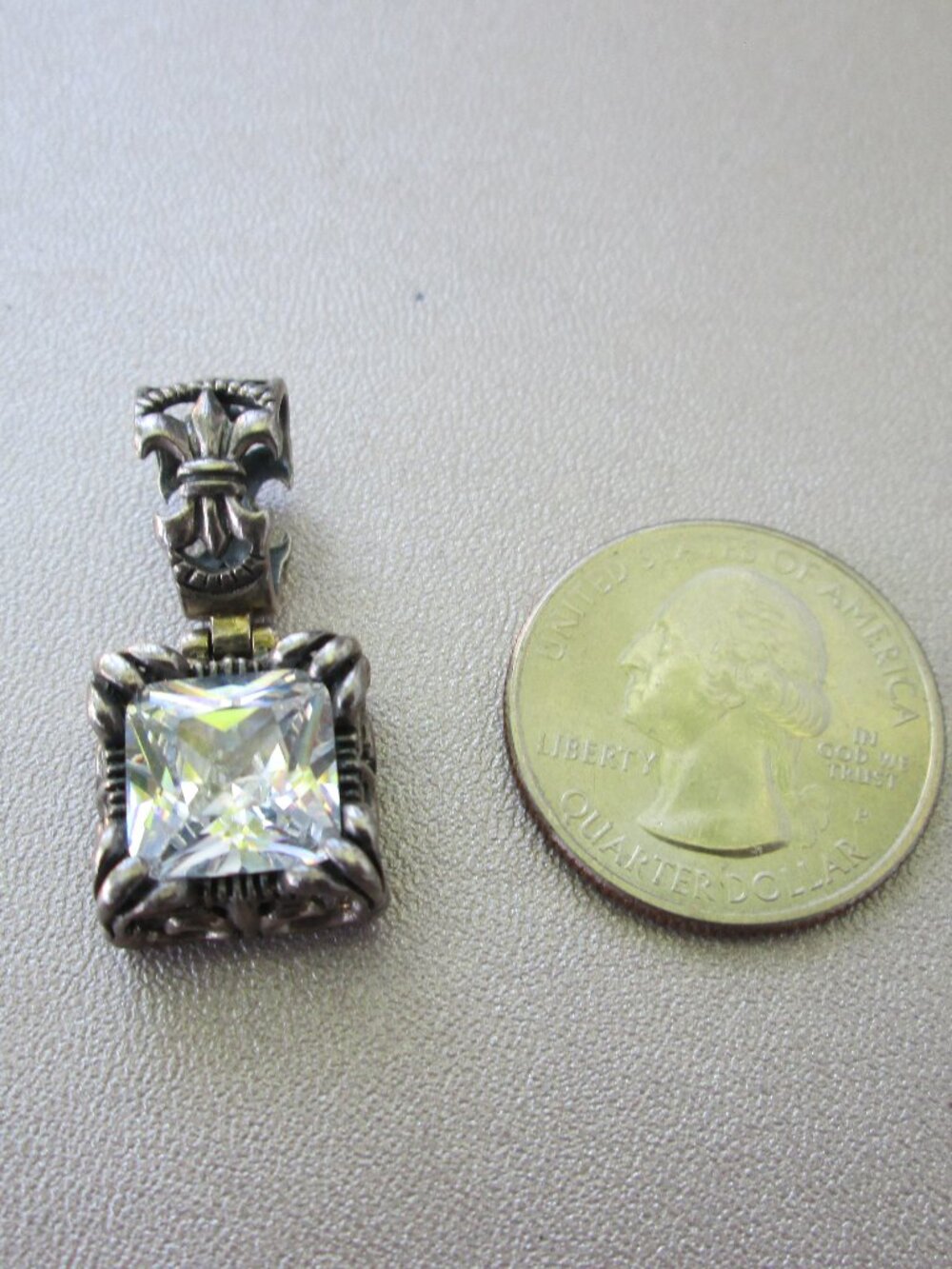 Silpada 925 Sterling Silver Uptown CZ Filigree Pendant S0979 large bail